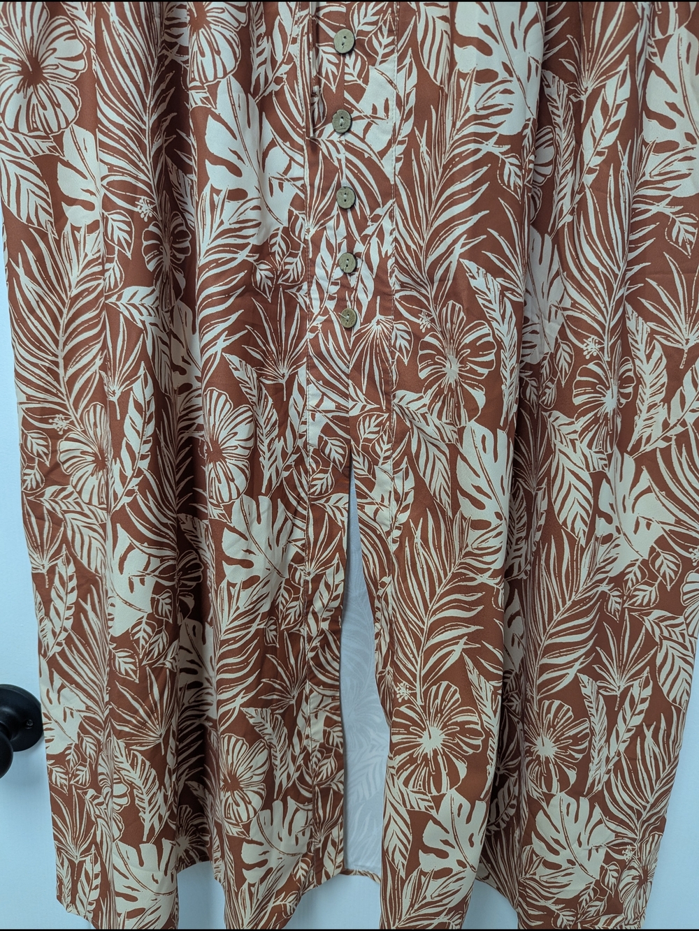 Cupshe Rust & Cream Tropical Print Wide-Leg Pants - Picture 3 of 8